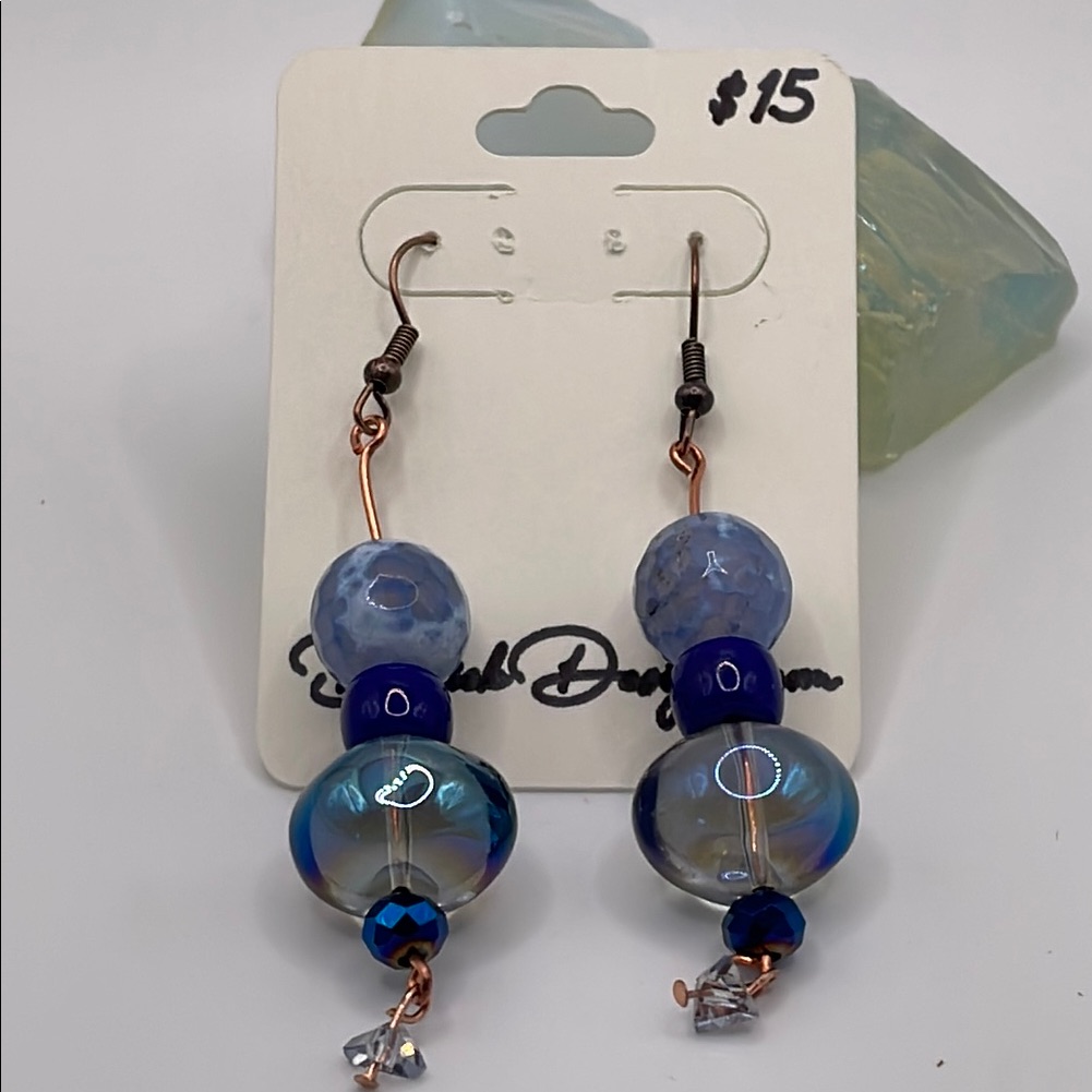 Elegant Blue Beaded Earrings